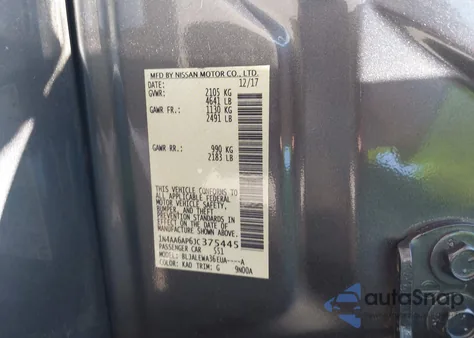 2018 Nissan Maxima 3.5 Sl из США, поврежденный, VIN 1N4AA6AP6JC375445